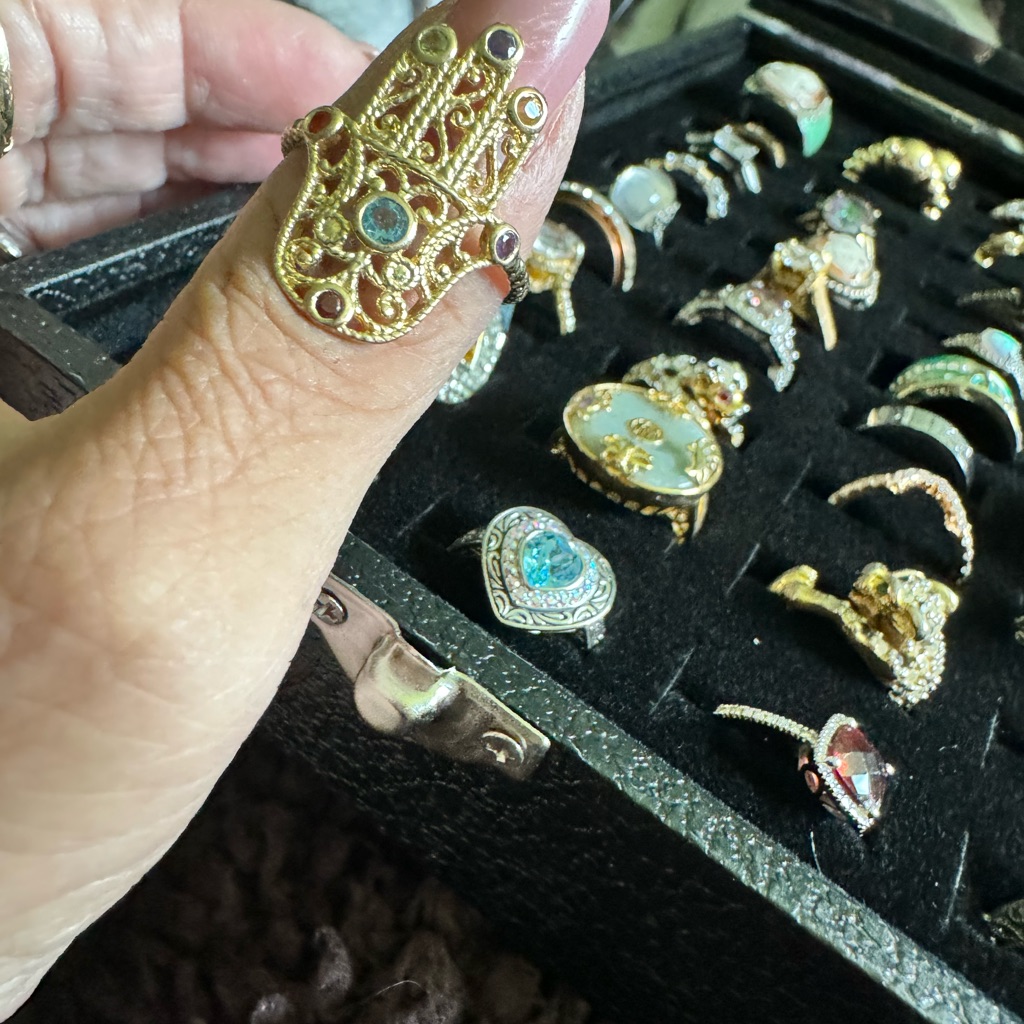 Vermeil Gold Hand Ring With Gems